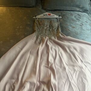 Terani Couture Blush and Silver Embellished Gown